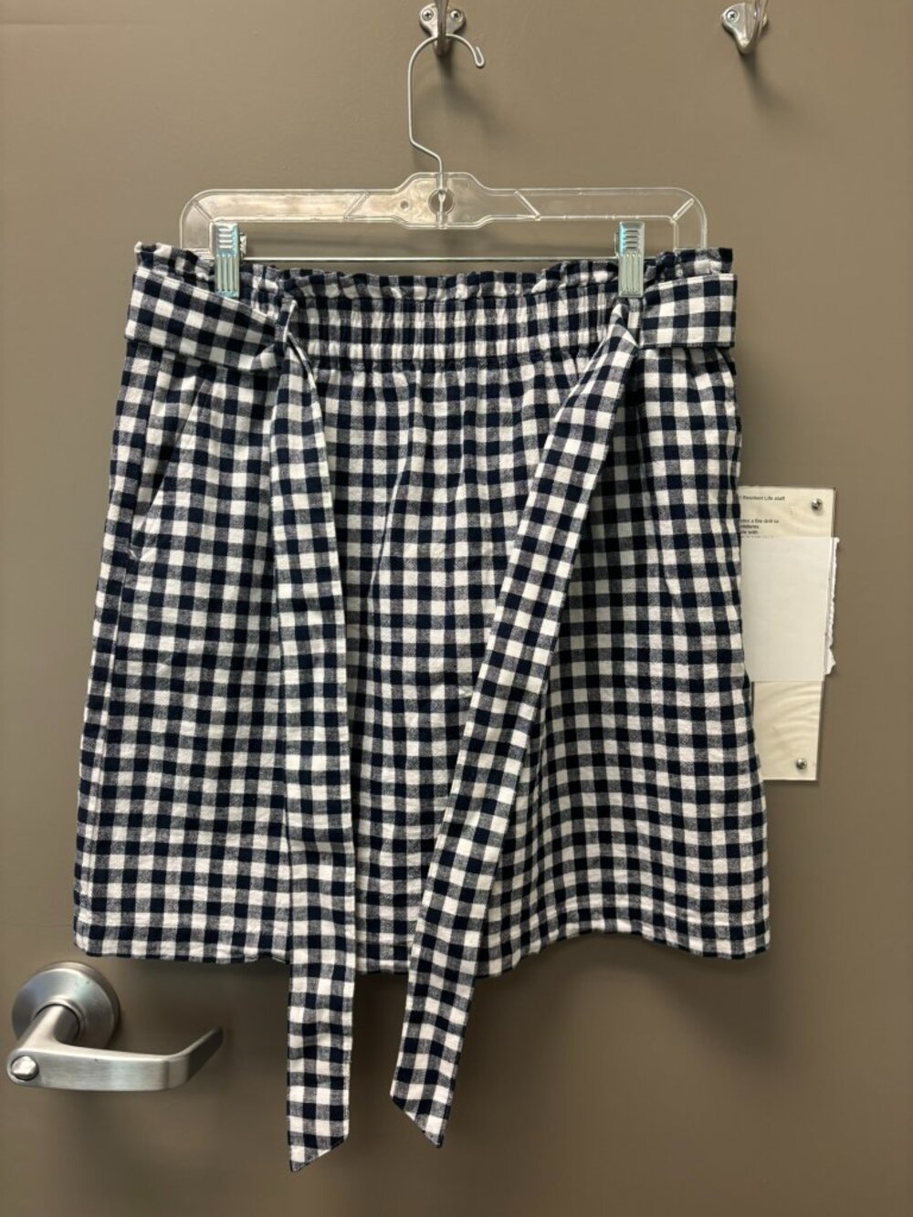 J Crew Factory blue gingham paper-bag waist skirt with belt, medium